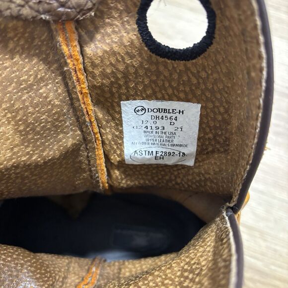Double-H Luis Roper Boots Men’s Sz 12F Brown Bullhide Square Toe Cowboy Western
